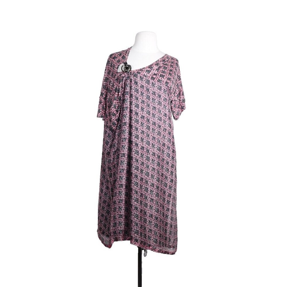 Sportmax Womens S Pink Black Cut Out Shoulder Ring Silk Mini Dress Short Sleeve